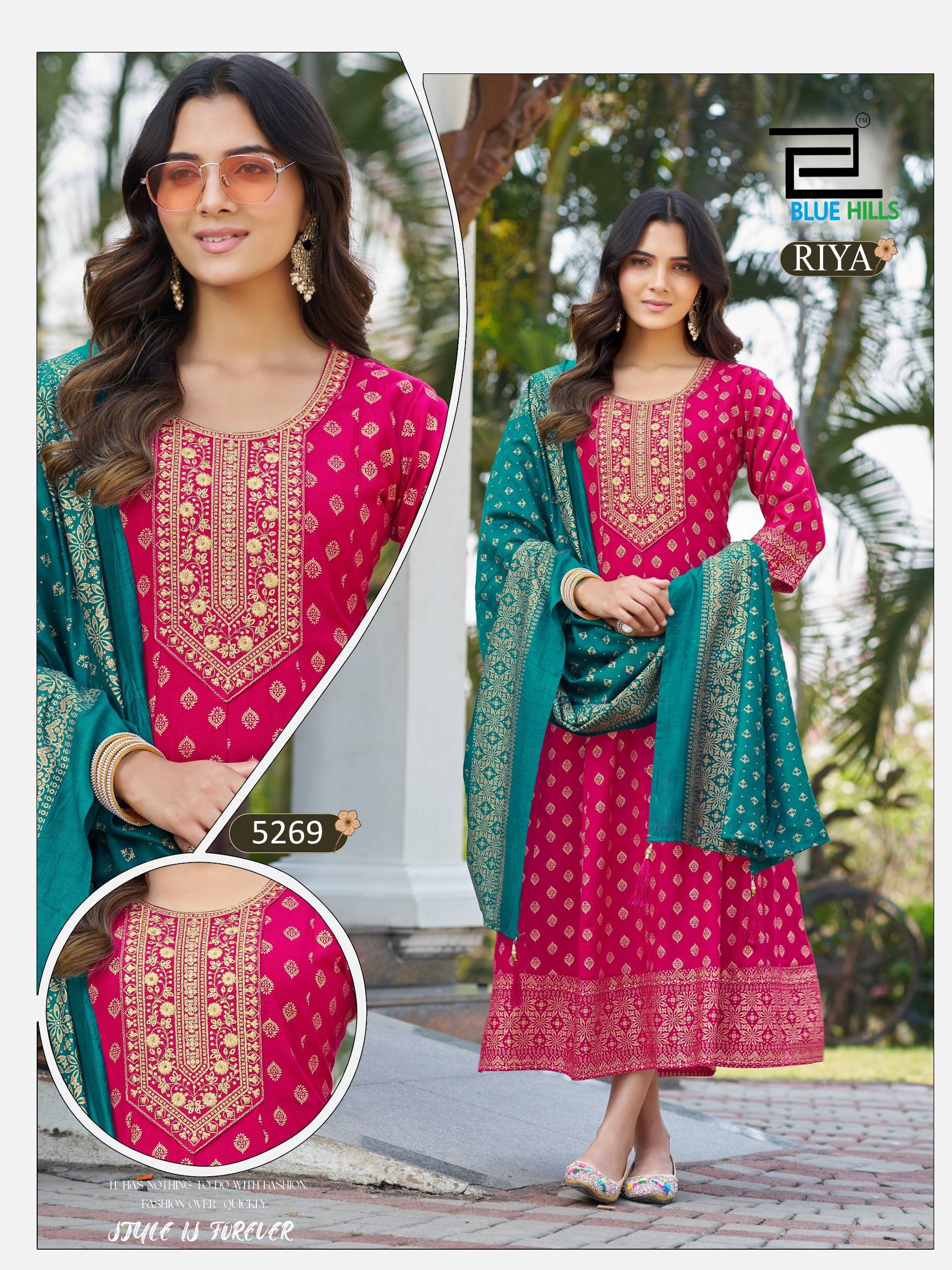  RIYA By Blue hills 5265 To 5270 Series Beautiful Festive Suits Colorful Stylish Viscose RAYON 14 Anarkali Gown At Wholesale Price